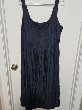 DKNY Dark Blue Denim Dress with Contrast Stitching